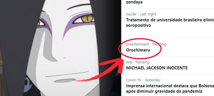Orochimaru aparece durante a madrugada no tranding top do twitter